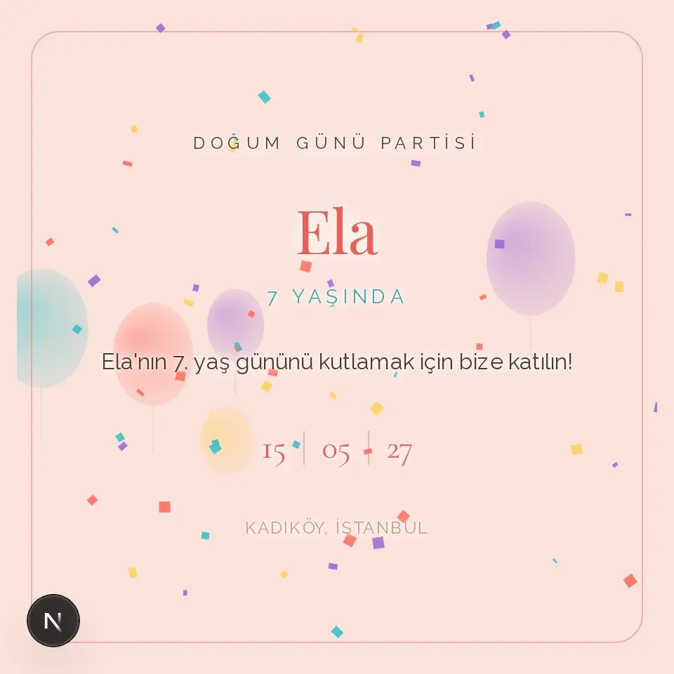 Parti Rengarenk Konfeti Davetiye Web Sitesi