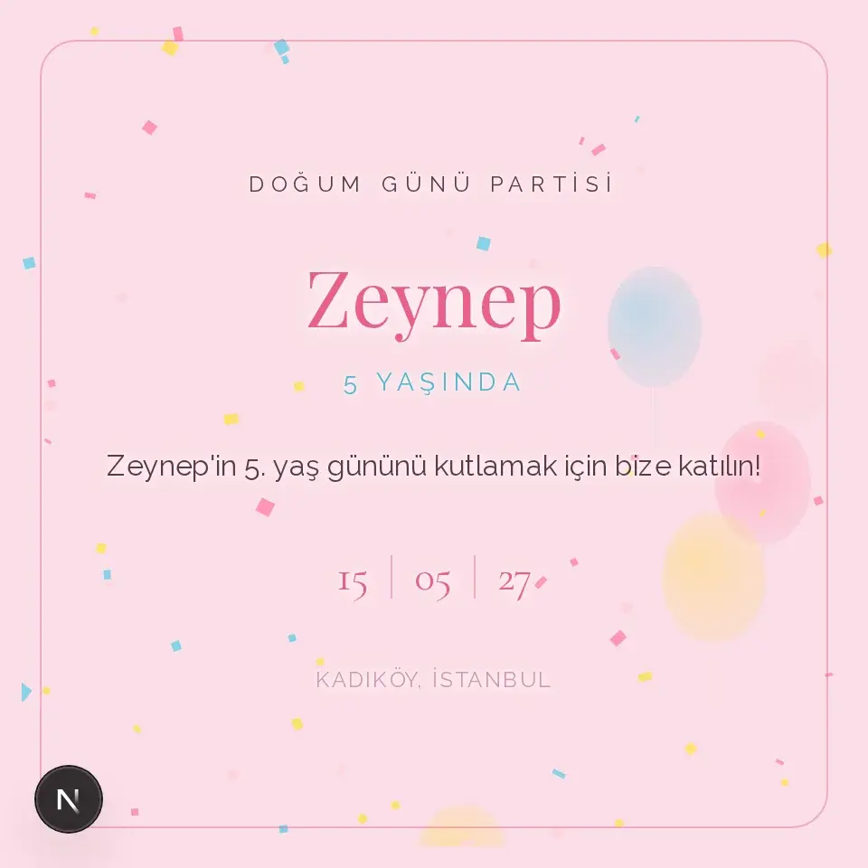 Şeker Pembe Konfeti Davetiye Web Sitesi