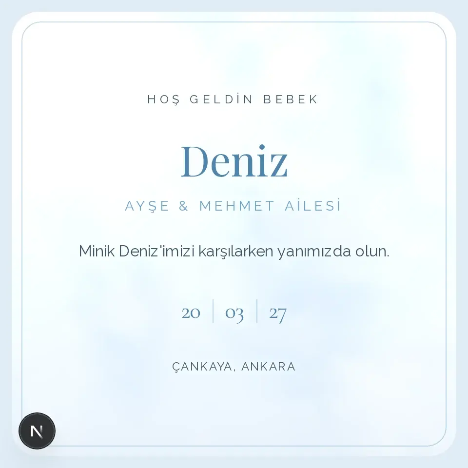 Bebek Mavisi Pamuk Davetiye Web Sitesi