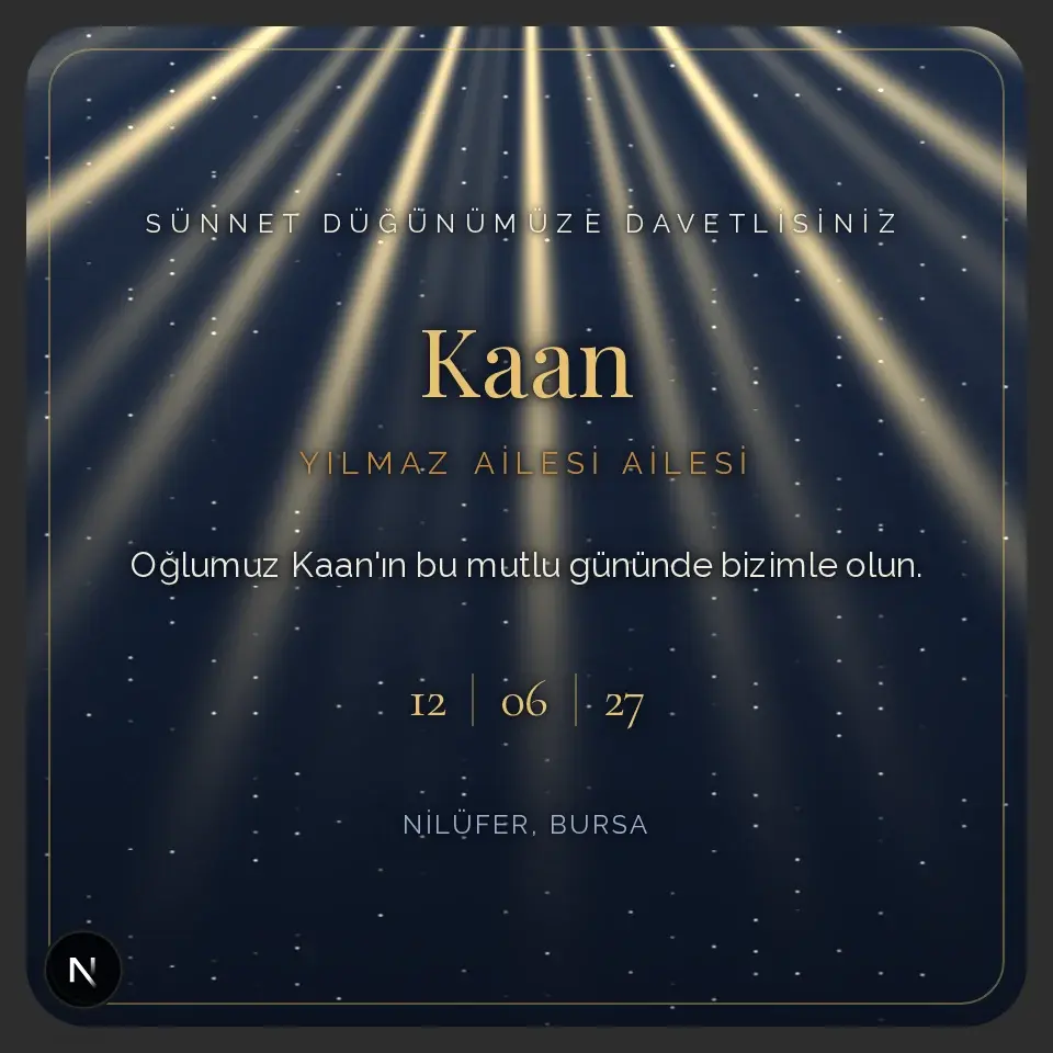 Lacivert Altın Şehzade Davetiye Web Sitesi