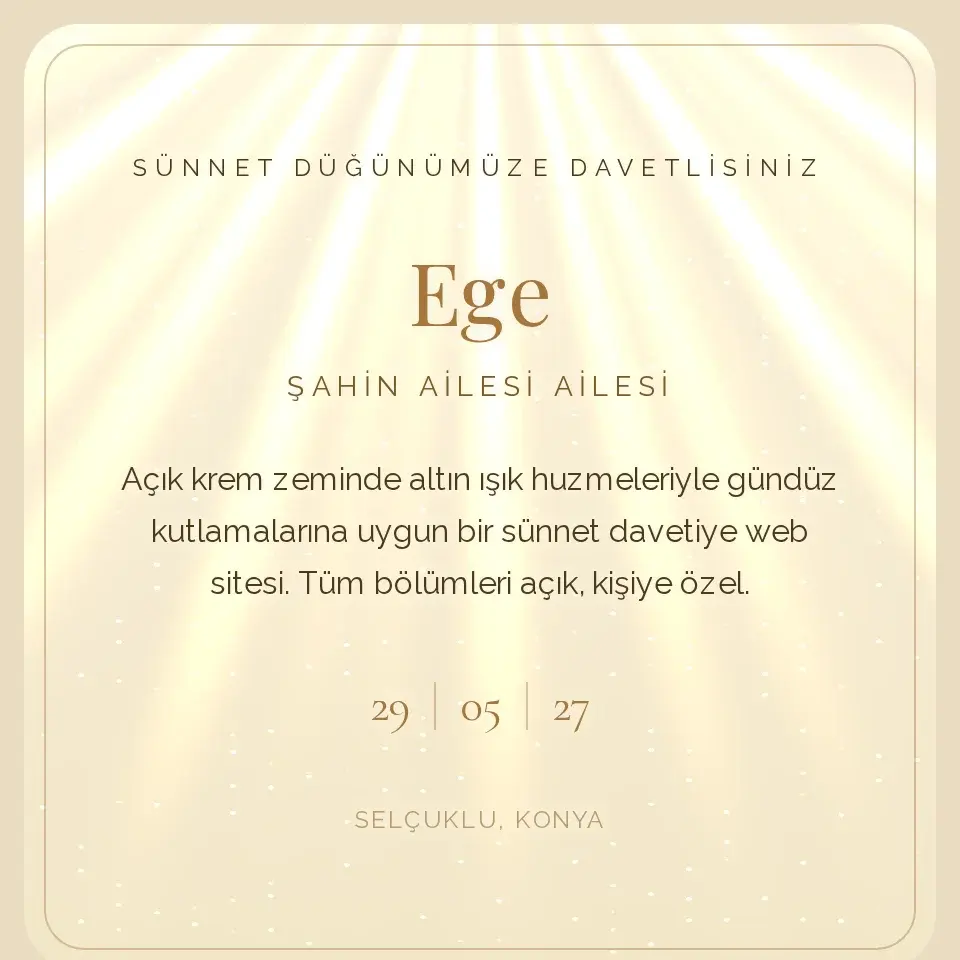 Krem Altın Şehzade Davetiye Web Sitesi