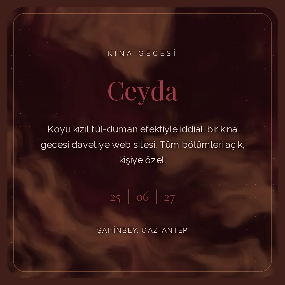 Gece Kızılı Tül Davetiye Web Sitesi