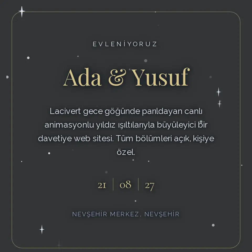 Gece Laciverti Davetiye Web Sitesi