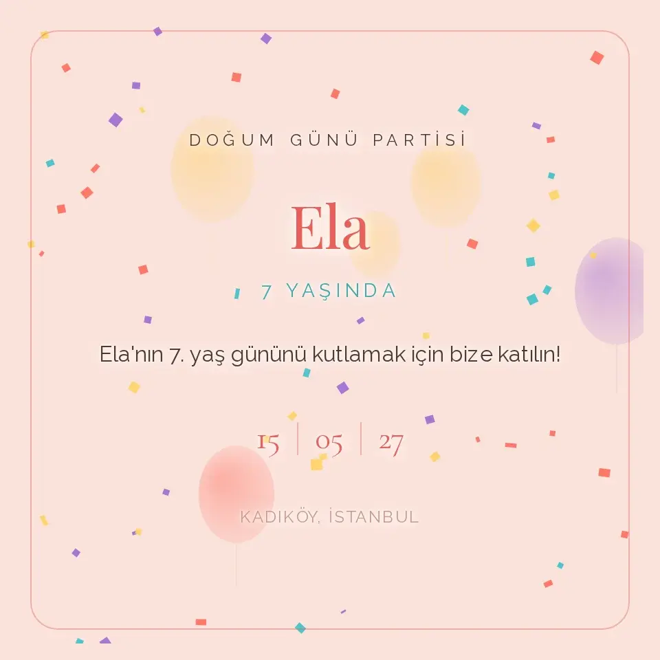 Parti Rengarenk Konfeti Davetiye Web Sitesi