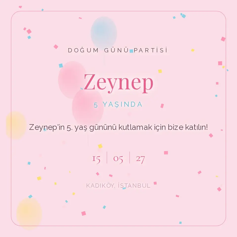 Şeker Pembe Konfeti Davetiye Web Sitesi