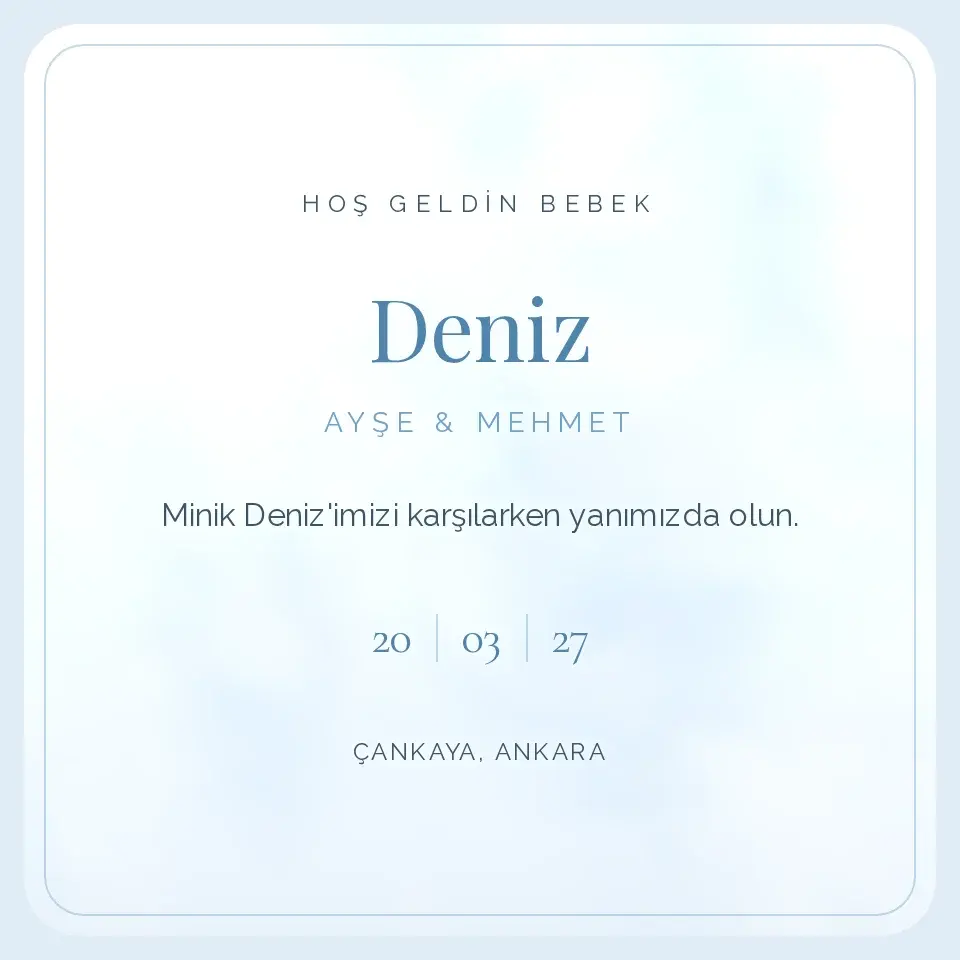 Bebek Mavisi Pamuk Davetiye Web Sitesi