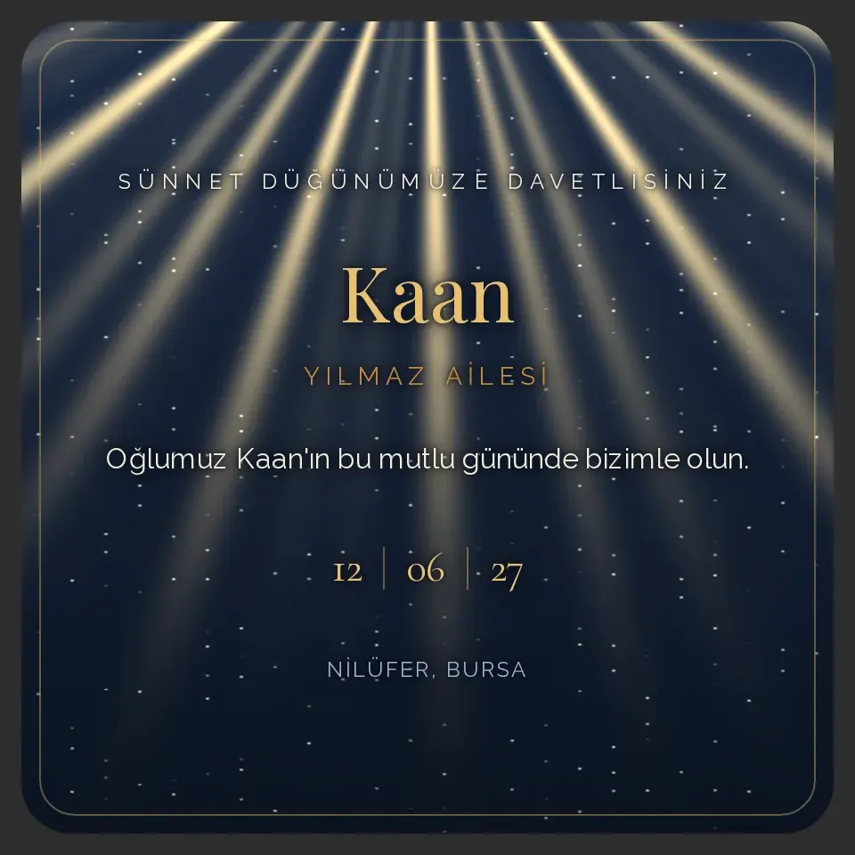 Lacivert Altın Şehzade Davetiye Web Sitesi
